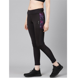 "Alcis Elastane Blend Women Black Solid Training Tights"