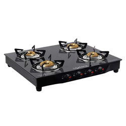 "Black Lifelong Glass Top Gas Stove, 4 Burner Gas Stove"
