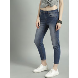 "Roadster - Skinny Fit Mid-Rise Women Blue Clean Look Cropped Jeans"