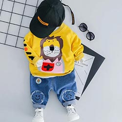 "Yellow Full Sleeves Cotton Tshirt with Pant Set"