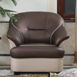 "FullStock - Rachel One Seater Leatherette Sofa in Brown & Cream Colour"