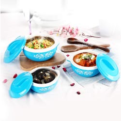 "Cello Hot Treat Plastic Casserole Set-3 Pieces, Blue"