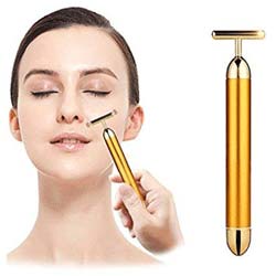 "VOXMIC 1Pc 24K Gold Energy Beauty Bar Electric Vibration Facial Massage Roller "