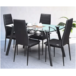 "RoyalOak Poznan Metal Glossy 4 Seater Dining Set "