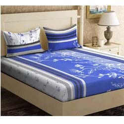 "IWS 104 TC Blue Cotton Double Printed Bedsheet "
