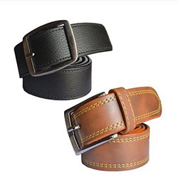 "Leatherite Mens Synthetic Rexine leather Belt Black Brown (Pack of 2)"