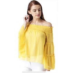"Smocked Self Casual Wear Design Bardot Top"