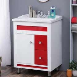 "JJ Sanitaryware - PVC Floor Mounted Bathroom Vanity Red & White "