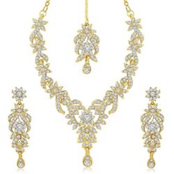 "Sukkhi Gold Plated & Australian Diamond Stone Necklace Set For Women"