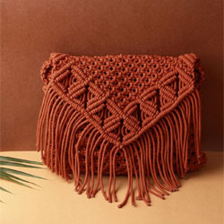 "STREET 9 - Self Design Rust Brown Woven Design Sling Bag"