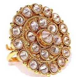 "Panash Golden Metal Cluster Statement Ring Length 5.02 cm"